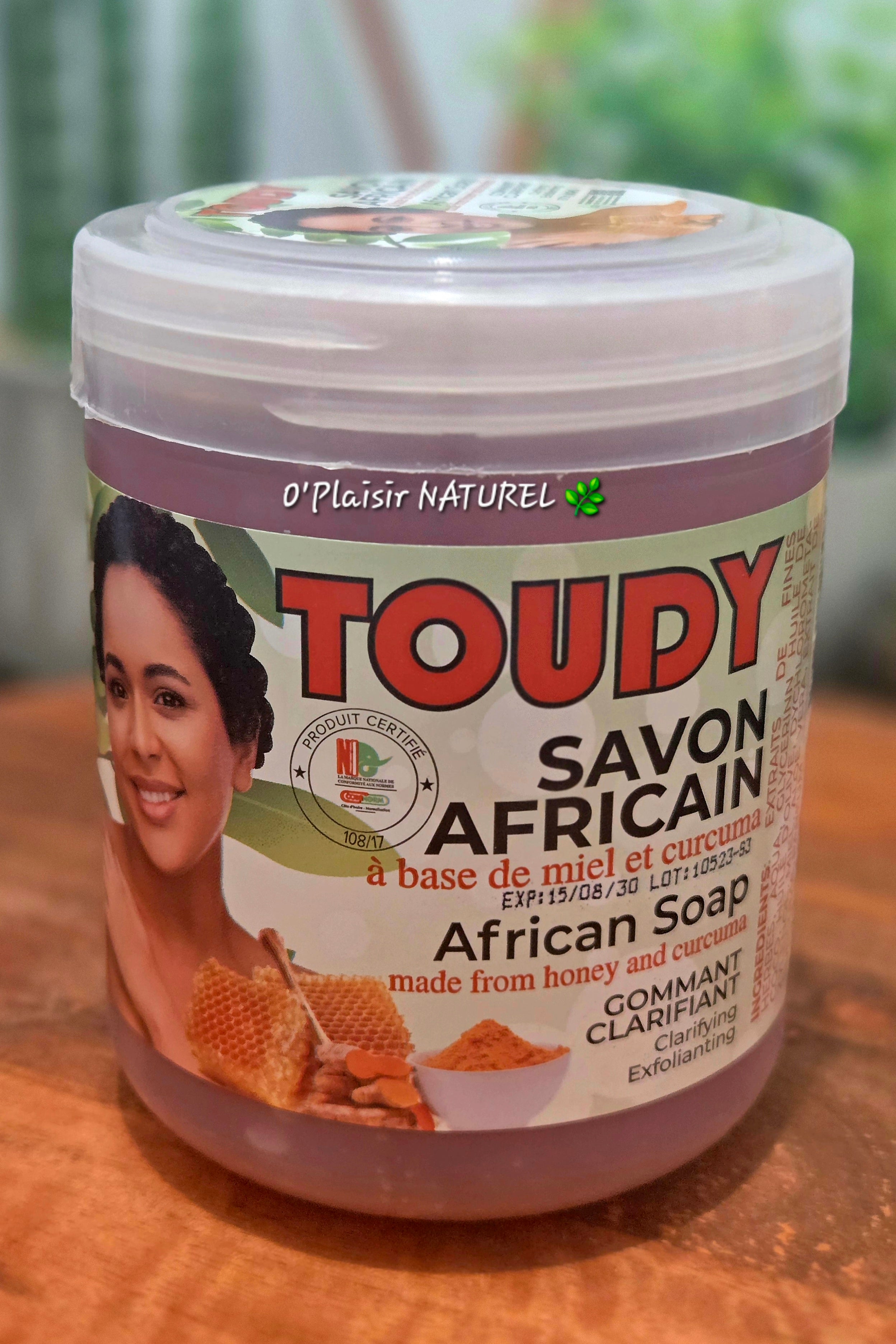 🍯 Savon Africain TOUDY au Miel & Curcuma – Gommant Clarifiant Naturel