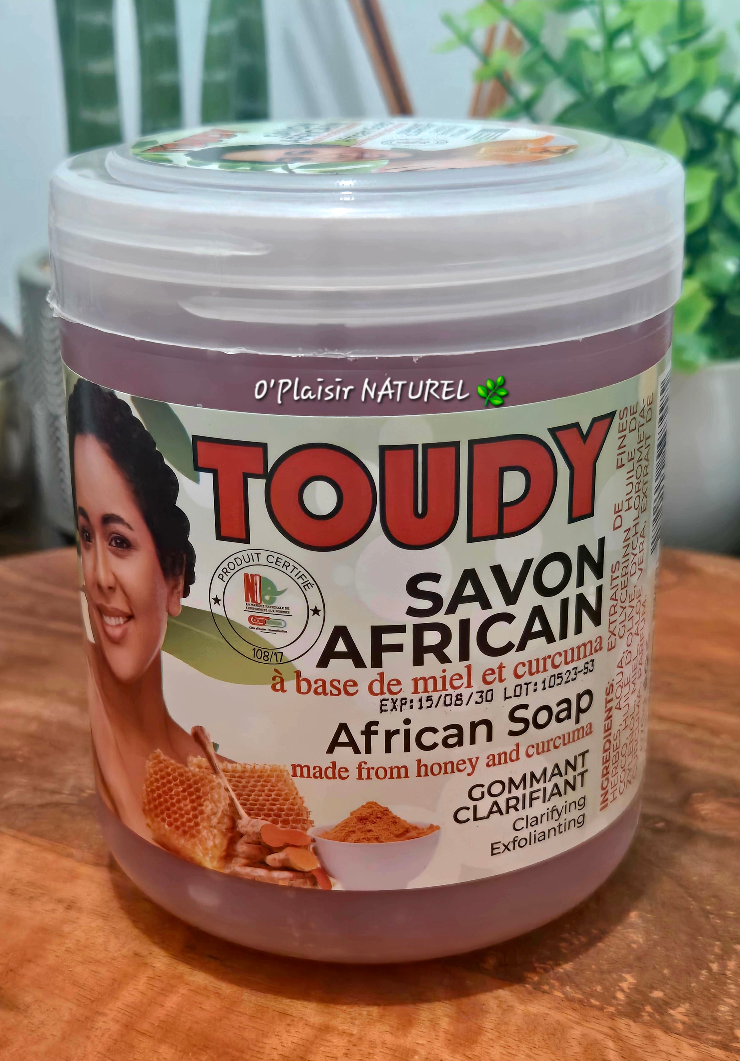 🍯 Savon Africain TOUDY au Miel & Curcuma – Gommant Clarifiant Naturel