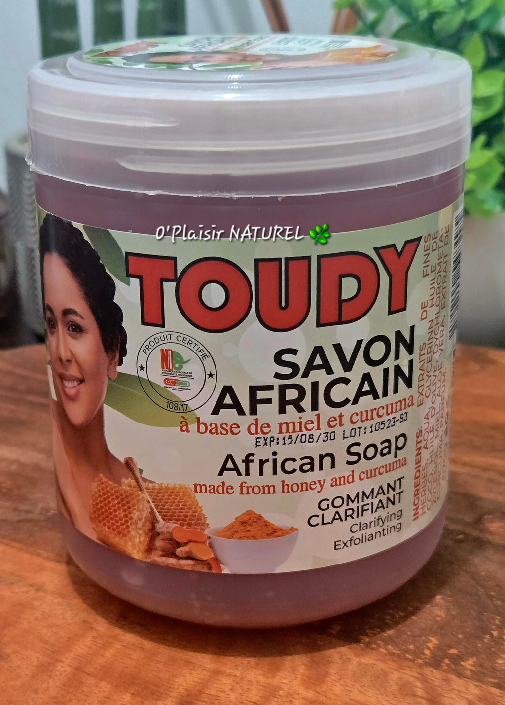 🍯 Savon Africain TOUDY au Miel & Curcuma – Gommant Clarifiant Naturel