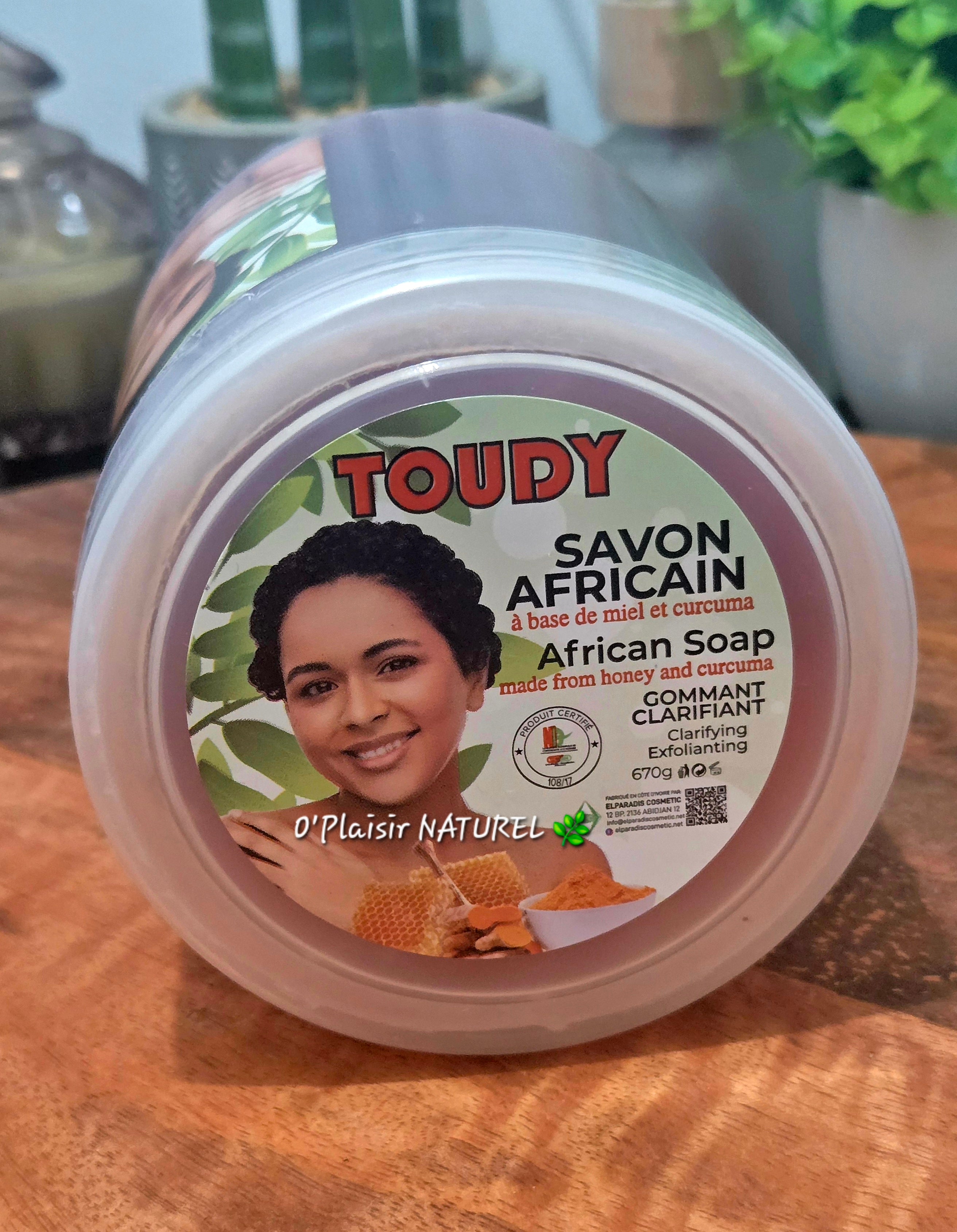 🍯 Savon Africain TOUDY au Miel & Curcuma – Gommant Clarifiant Naturel